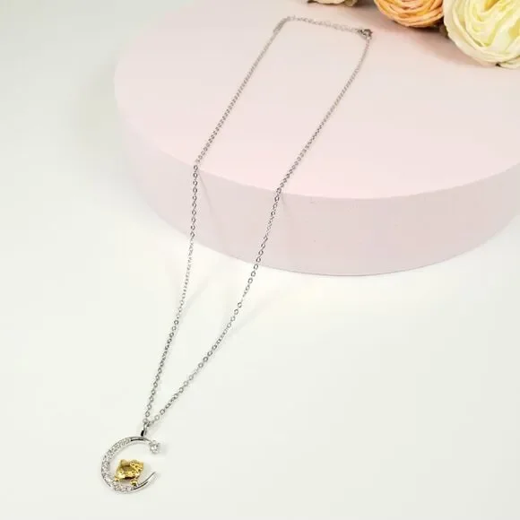 Brand New Silver Rhinestone With Gold Hello Kitty Necklace - Picture 4 of 8